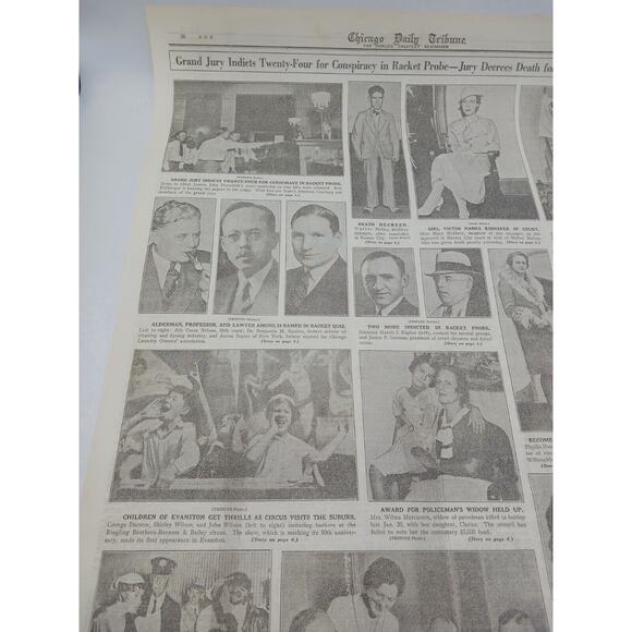 1933 Newspaper Page Raising First N R A Flag Jury Indicts 24 in Racket Probe - Picture 8 of 13